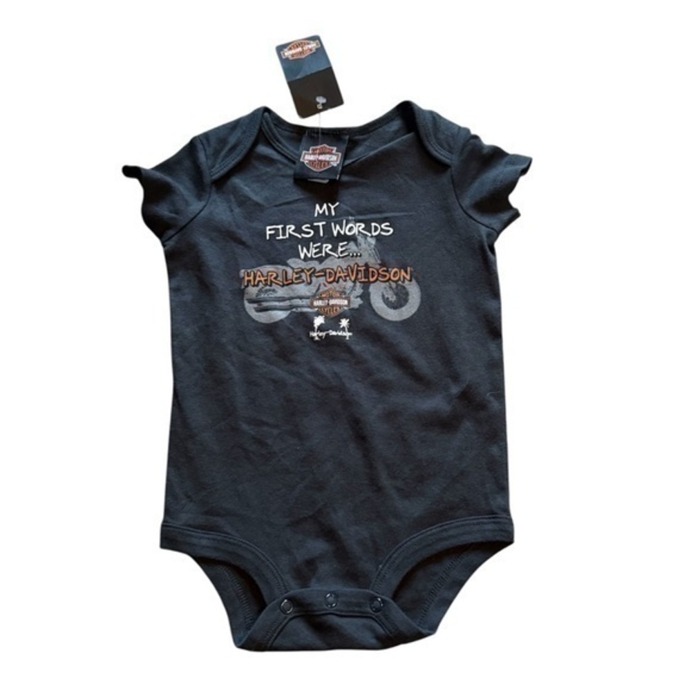 New black Harley Davidson baby onesie 18 months